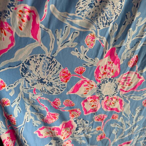 New Lilly Pulitzer Kailua Smocked Maxi Dress Blue Floral Smocked Tie Strap Sz XL - Picture 5 of 11